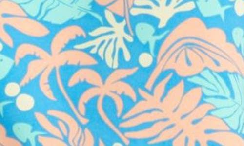 Tom & Teddy Tropical Print Swim Trunks In Blue Orange