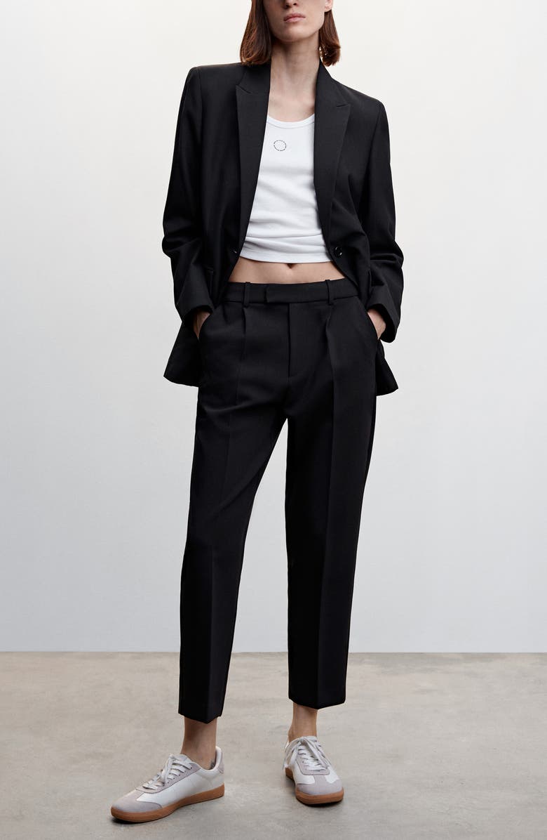 MANGO Pleated Straight Leg Trousers, Alternate, color,