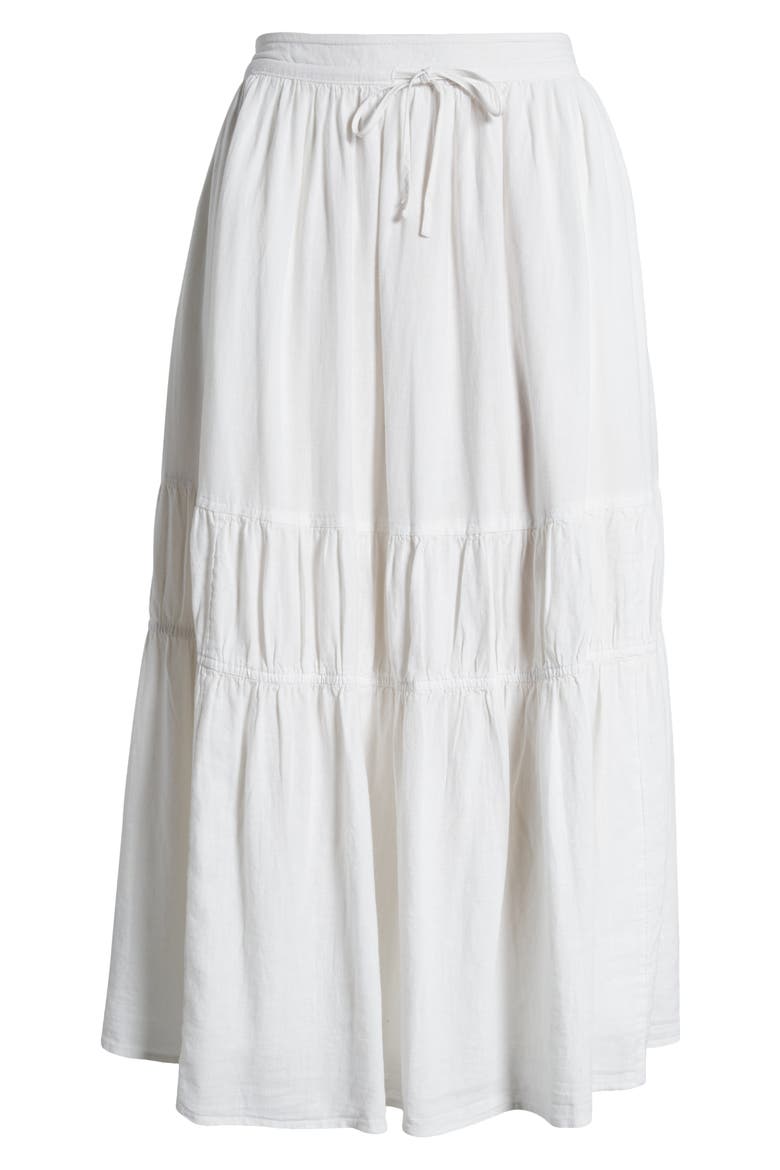 Tiered Linen Blend Midi Skirt, Alternate, color, WHITE
