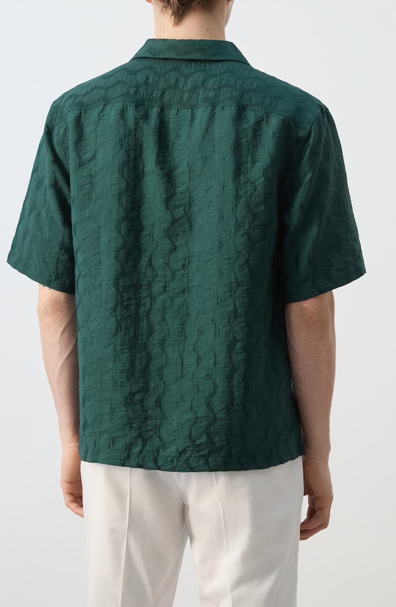MANGO Tonal Stripe Camp Shirt, Alternate, color, Emerald Green