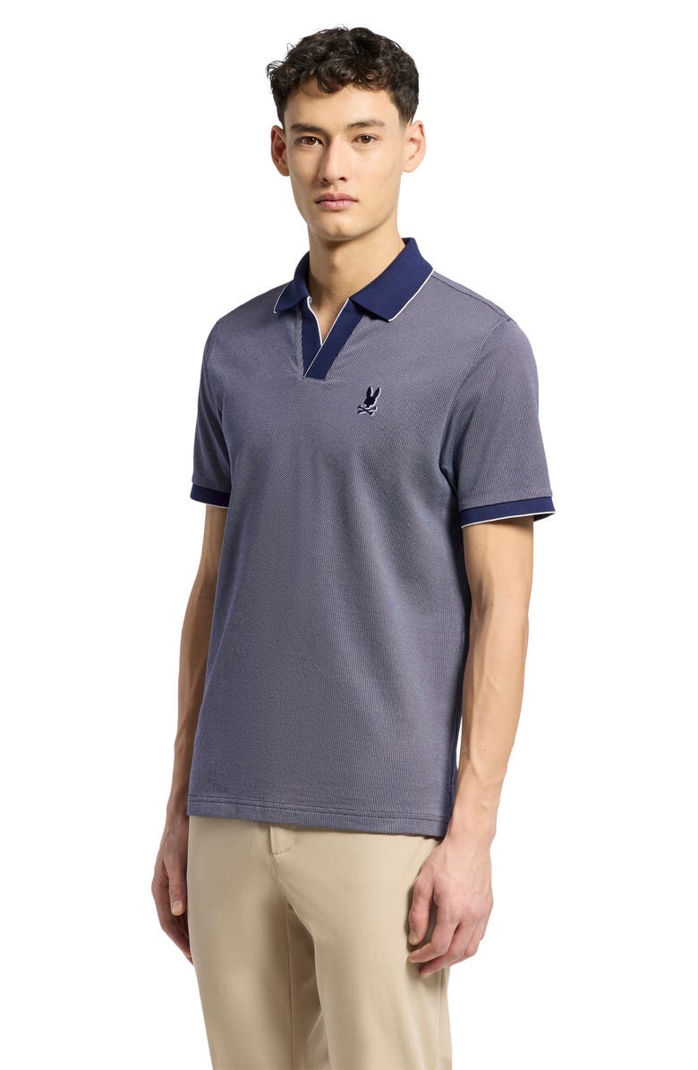 Psycho Bunny Mackay Jacquard Johnny Collar Polo, Alternate, color, Evening Blue