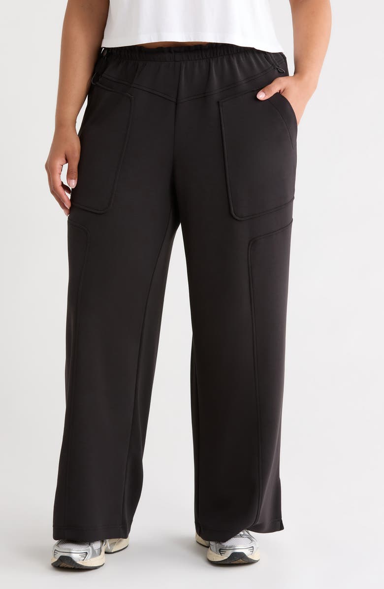 Wit & Wisdom Yoke Detail Wide Leg Scuba Pants, Main, color, Black