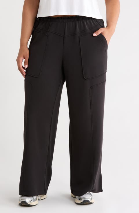Yoke Detail Wide Leg Scuba Pants (Plus)