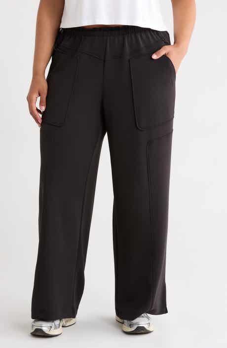 Yoke Detail Wide Leg Scuba Pants