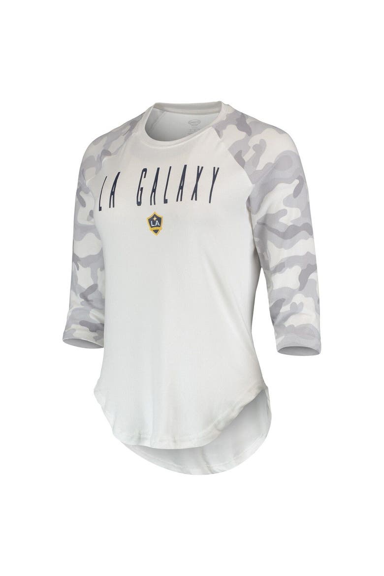 Women's Concepts Sport White/Gray LA Galaxy Composite 3/4-Sleeve Raglan Top, Alternate, color, White