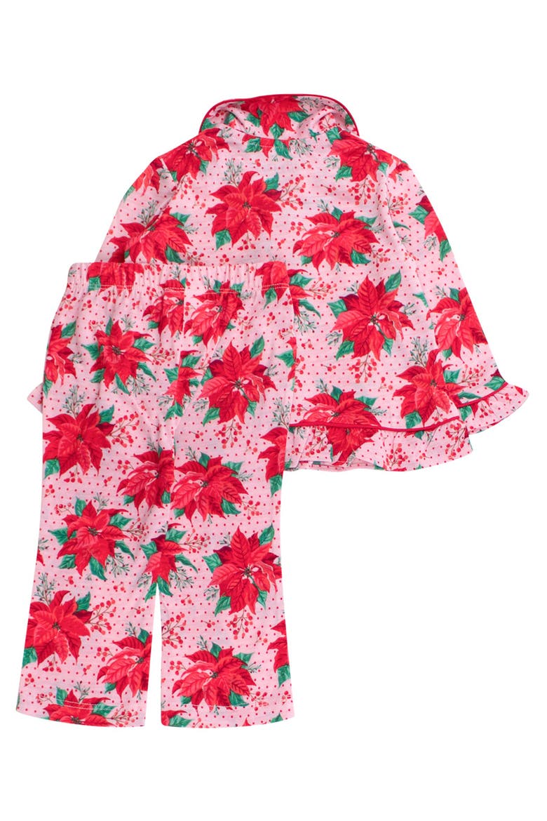 Holiday Ruffle Flare Pajama Set, Alternate, color, Poinsettia Wonderland