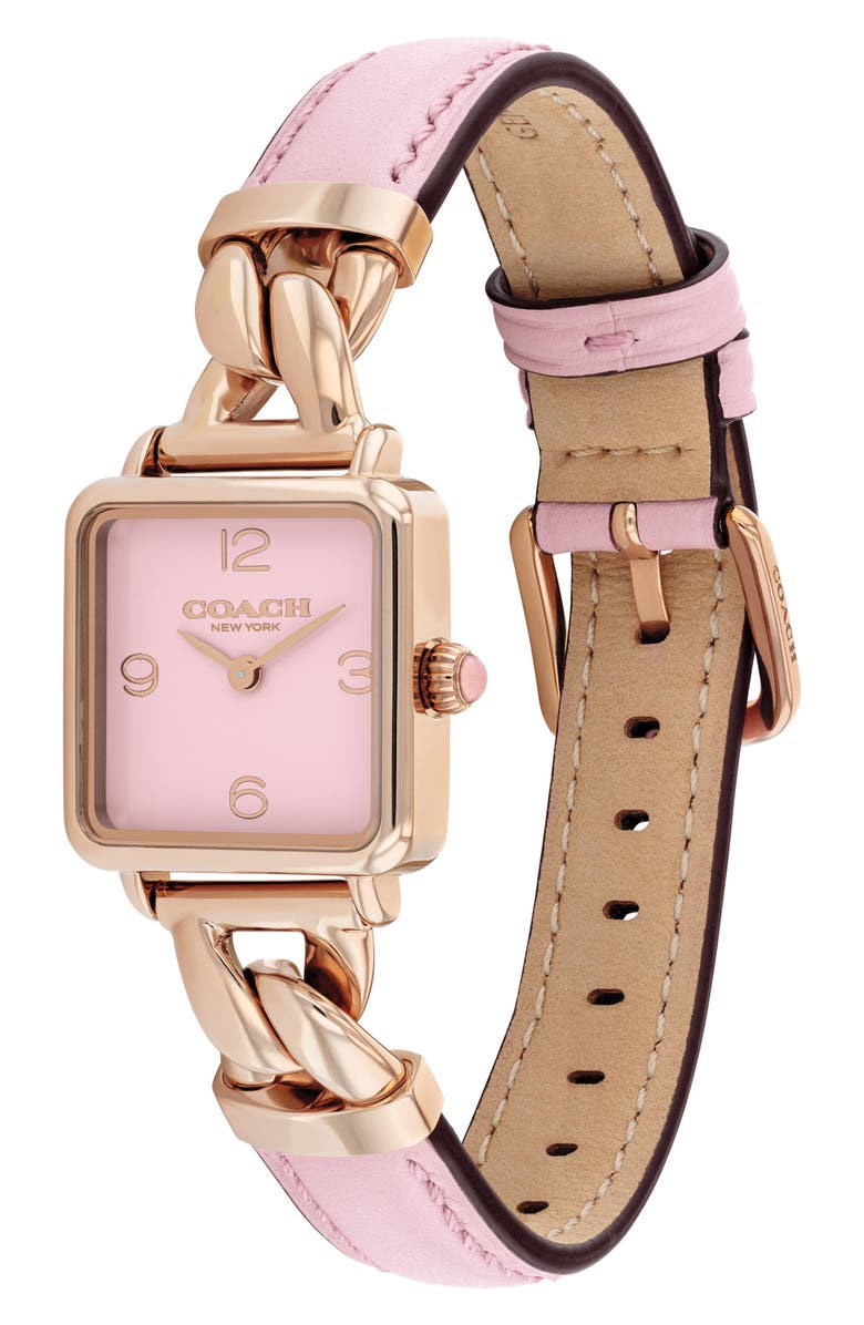 COACH cass square bracelet watch, 22mm x 22mm, Alternate, color, Blush