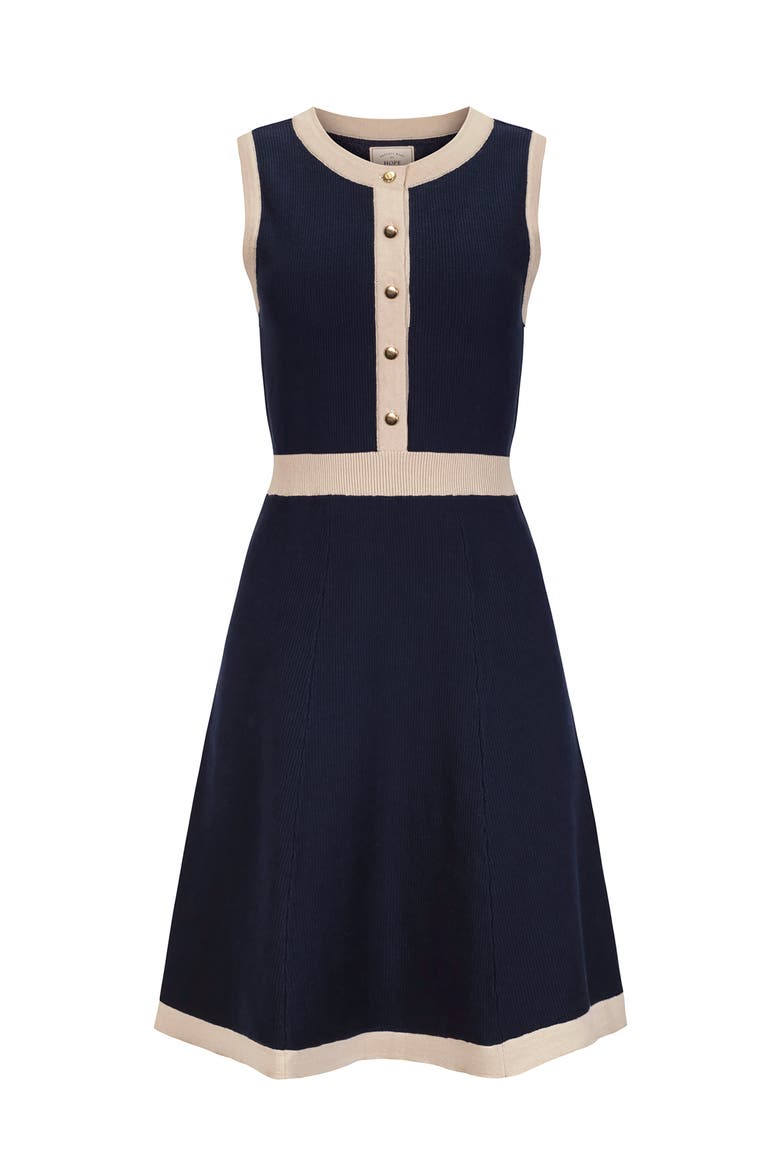 Organic Sleeveless Button Front Sweater Dress, Alternate, color, Navy Tweed