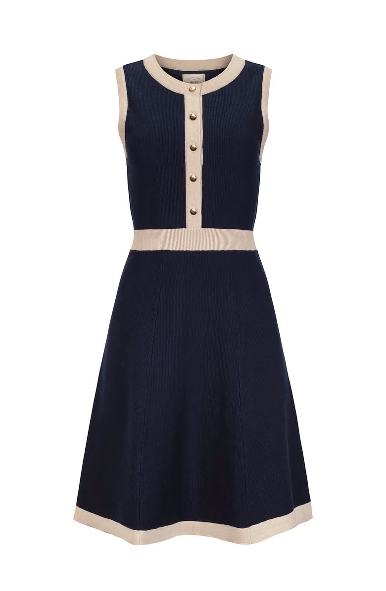 Hope & Henry Organic Sleeveless Button Front Sweater Dress, Alternate, color, Navy Tweed