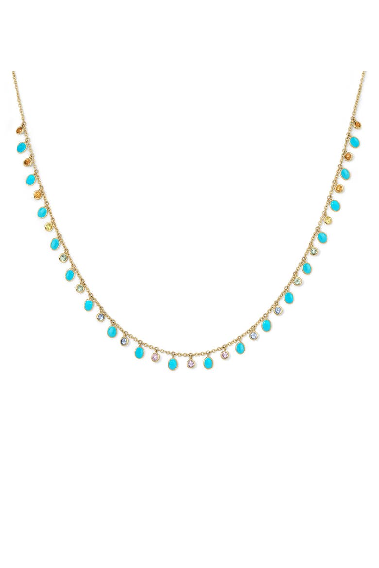 14k Gold Turquoise & Sapphire Shaker Necklace, Main, color, TURQUOISE/ SAPPHIRE