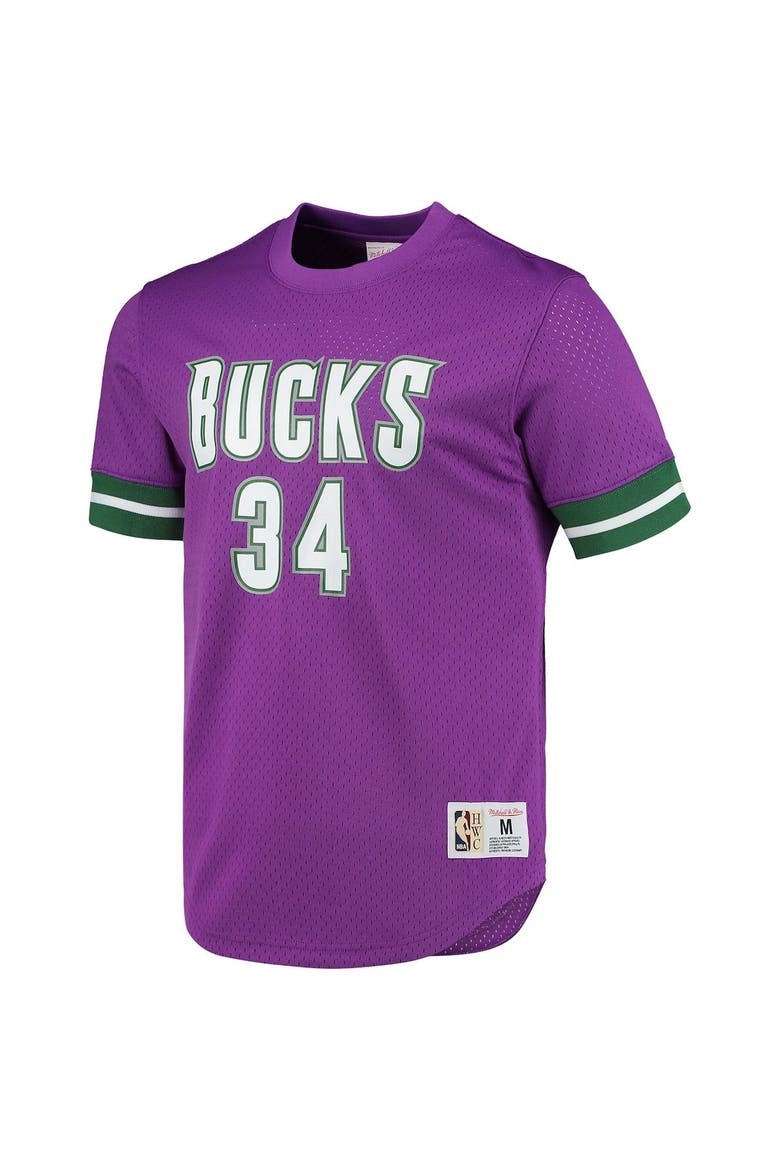 Men's Mitchell & Ness Ray Allen Purple Milwaukee Bucks 2000 Mesh Name & Number T-Shirt, Alternate, color, Purple