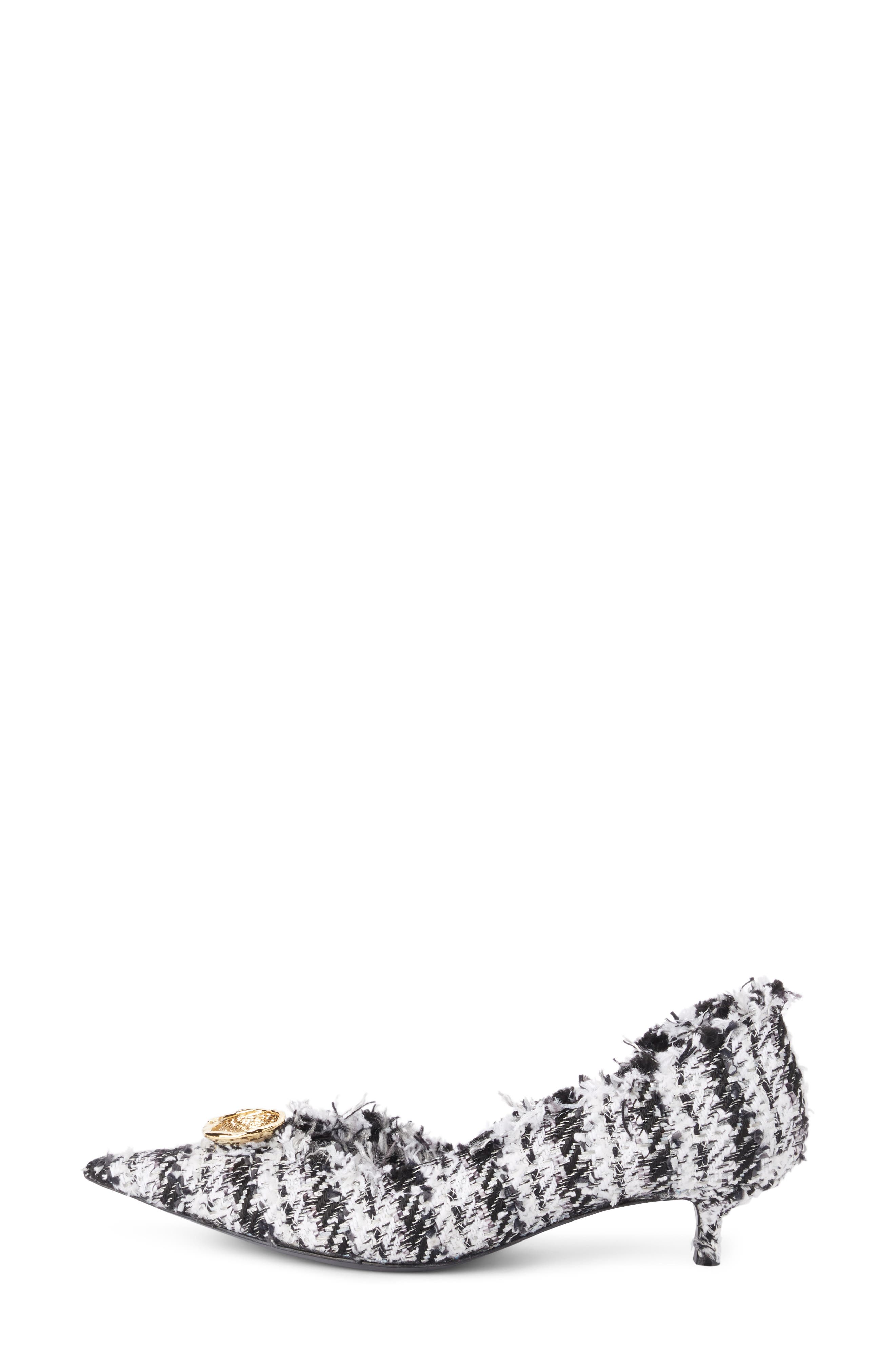Balenciaga Tweed Pointy Toe Half d'Orsay Pump, Alternate, color, 