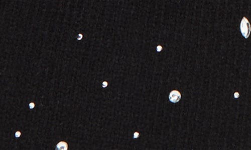 Karl Lagerfeld Paris Scattered Crystal Faux Fur Pompom Beanie & Scarf Set In Black