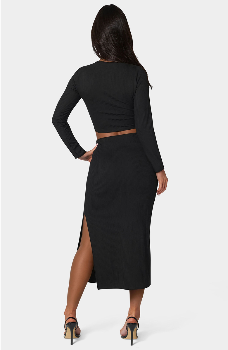 bebe Two Piece Rib Sweater Set, Alternate, color, Black