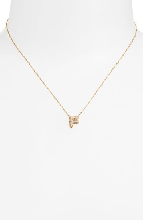Leith Cubic Zirconia Initial Pendant Necklace In F- Clear- Gold
