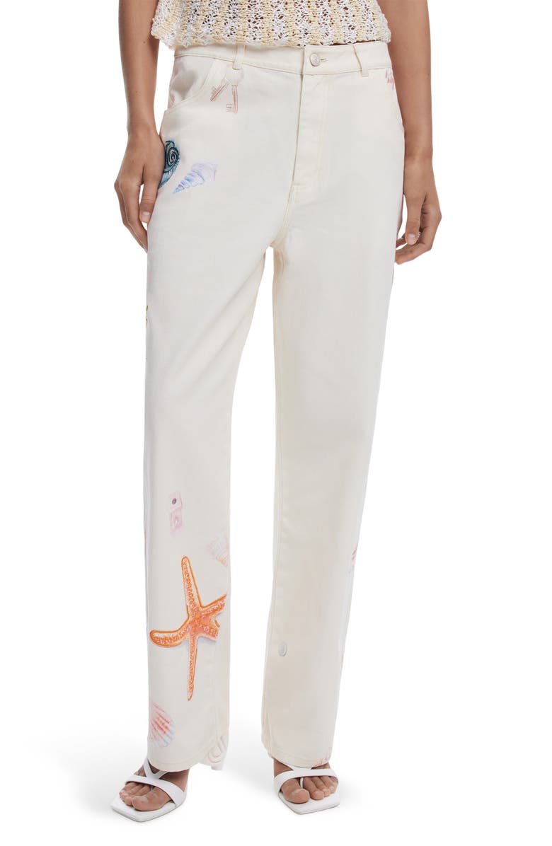 Desigual Mixed Print Jeans, Main, color,