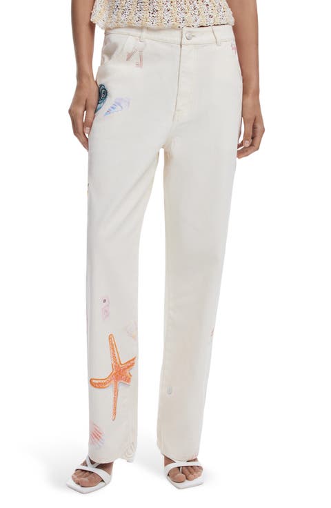 Mixed Print Jeans