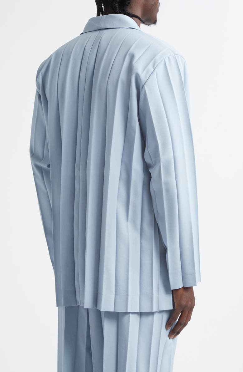 Homme Plissé Issey Miyake Edge Ensemble Pleated Single Breasted Blazer, Alternate, color, Blue