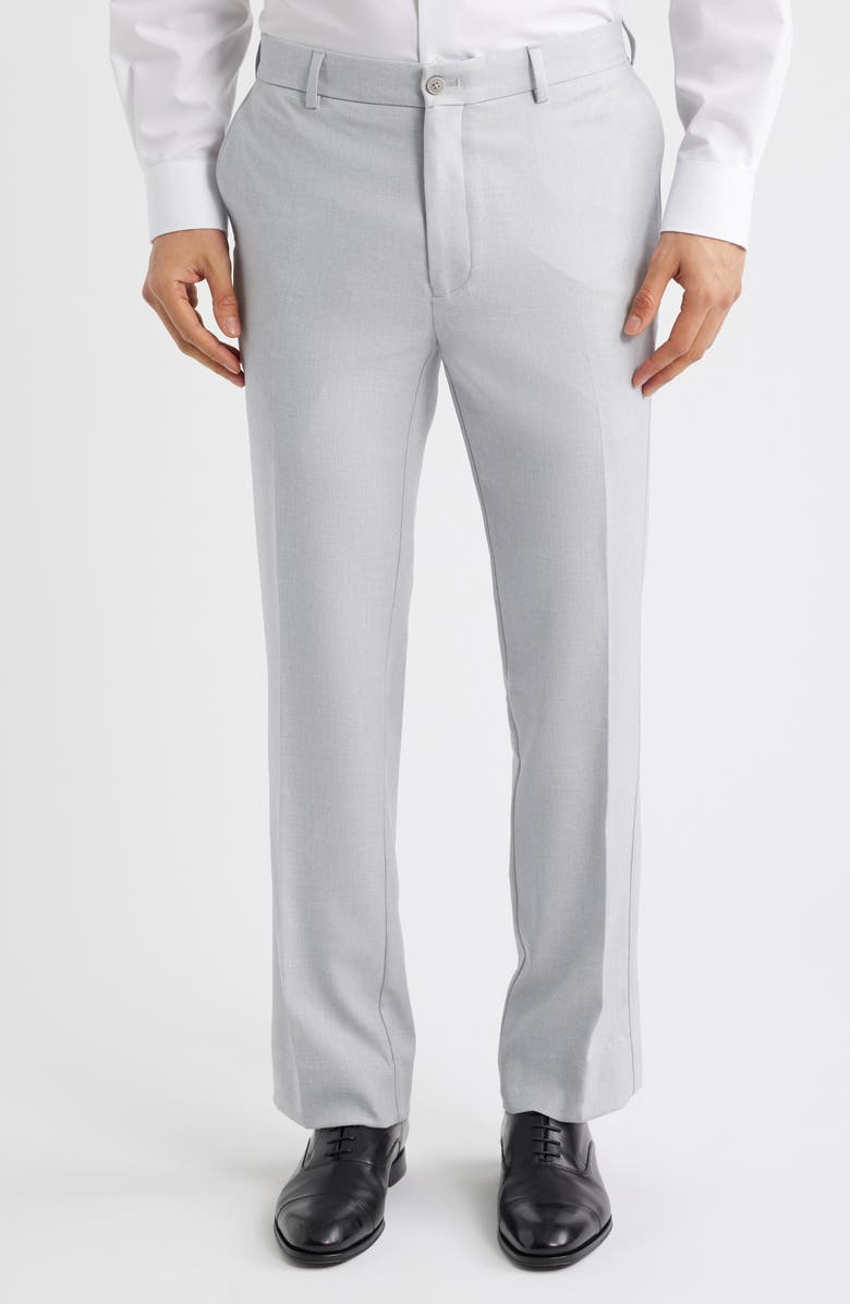 Peter Millar Mèlange Flat Front Dress Pants, Main, color, Gale Grey