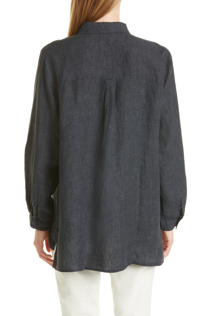 Eileen Fisher Organic Linen Long Sleeve Button-Up Shirt, Alternate, color,