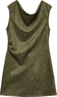 VERO MODA Bella Faux Suede Cowl Neck Sleeveless Shift Dress