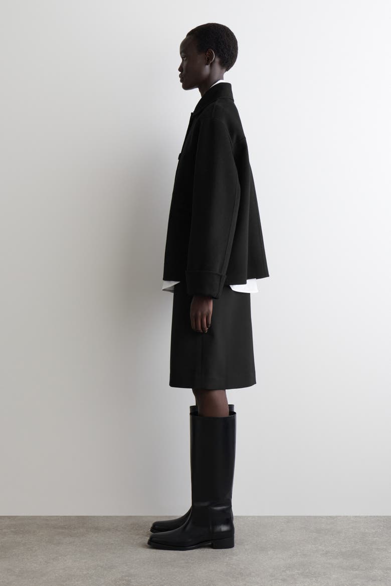 Double-Faced Wool Short Jacket, Alternate, color, BLACK