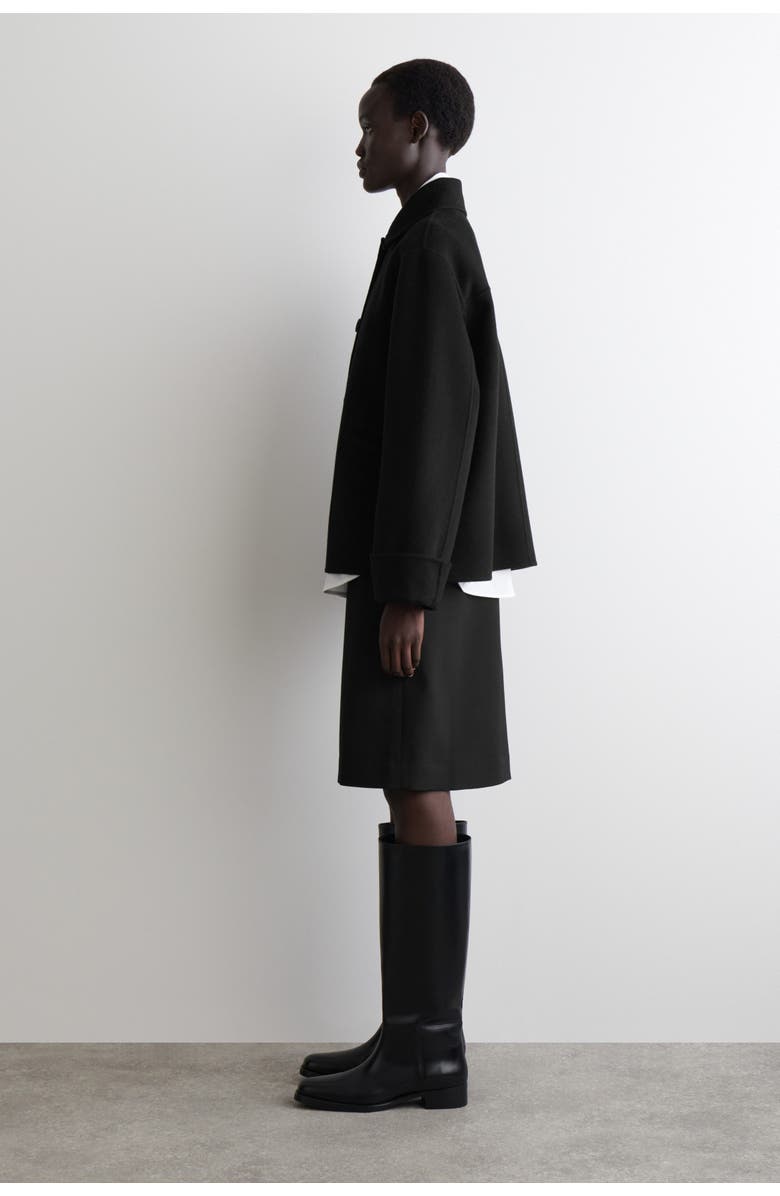 COS Double-Faced Wool Short Jacket, Alternate, color, Black