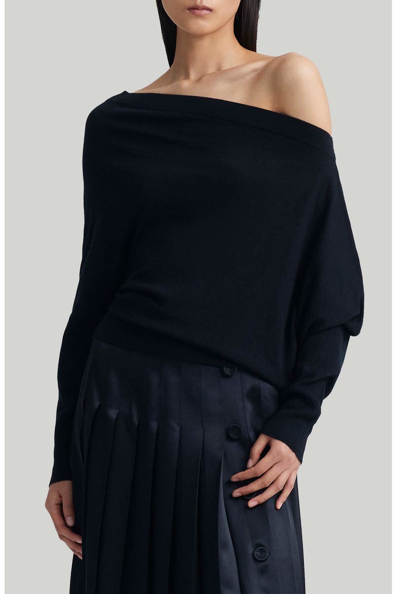 Grainge One-Shoulder Cashmere Sweater, Main, color, BLACK