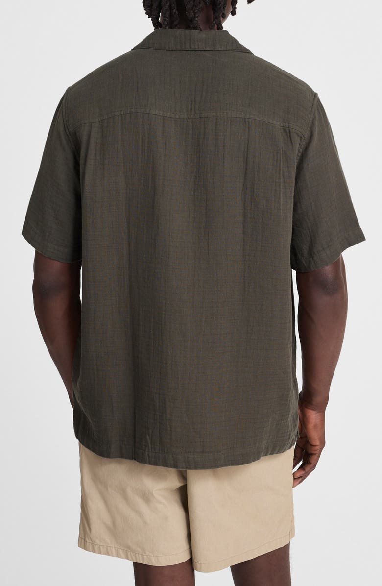 Madewell Indigo Dyed Short Sleeve Cotton Button-Up Shirt, Alternate, color, Dark Surplus