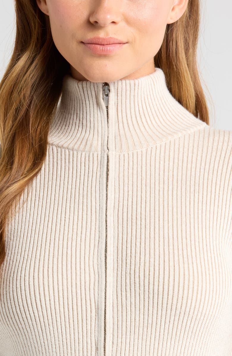 Zella Après Ski Half Zip Rib Sweater, Alternate, color, Ivory Egret