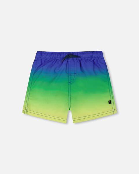 Baby Boy's Swim Trunks Blue, Green, And Lime Gradient