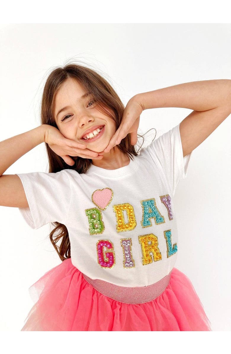 Lola + The Boys Birthday Girl Gem T-Shirt, Alternate, color, White