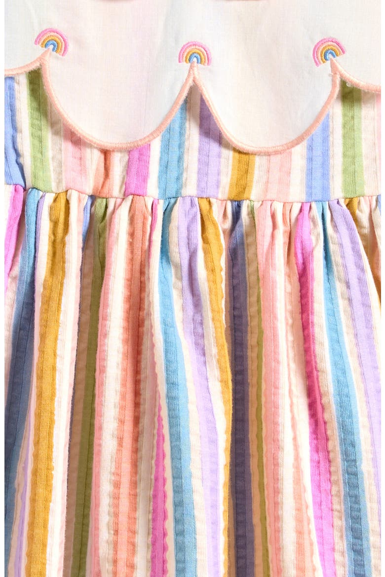 Kids' Rainbow Stripe Frill Collar Dress, Alternate, color, PINK