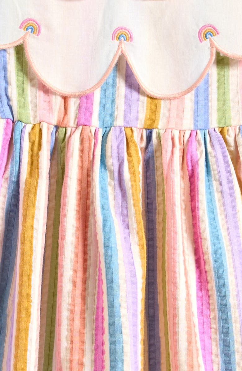 NEXT Kids' Rainbow Stripe Frill Collar Dress, Alternate, color, Pink