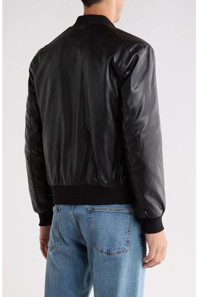 Faux Leather Bomber Jacket, Alternate, color, BLACK