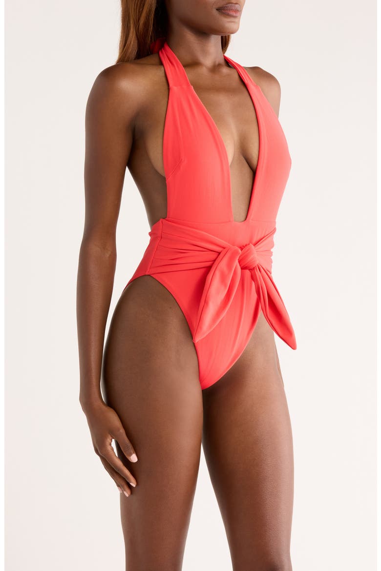 Cherry Tropez Halter One-Piece Swimsuit, Alternate, color, CHERRY