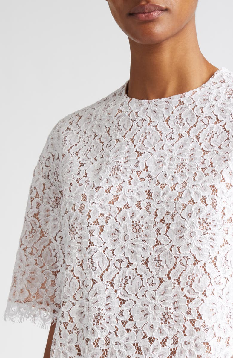 Michael Kors Collection Oversize Floral Lace Top, Alternate, color, Optic White