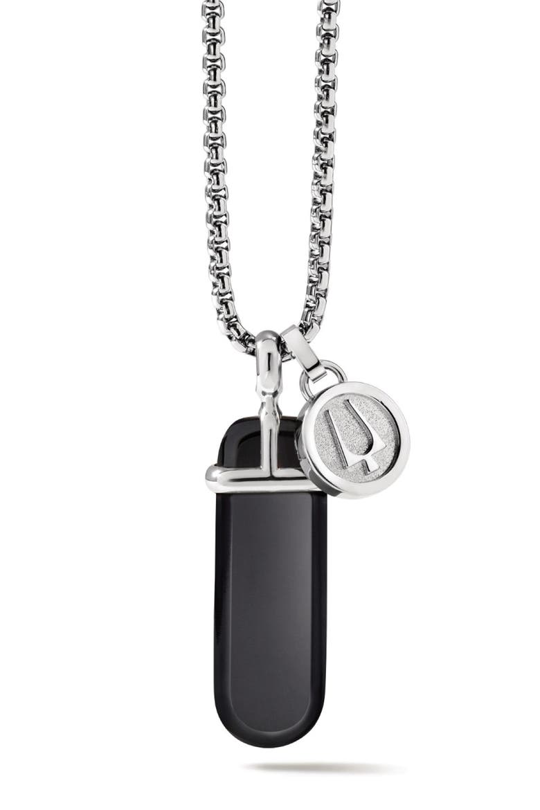 Stainless Steel Onyx Pendant Necklace, Main, color, BLACK