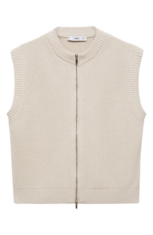 Mango Zip Front Vest In Neutral