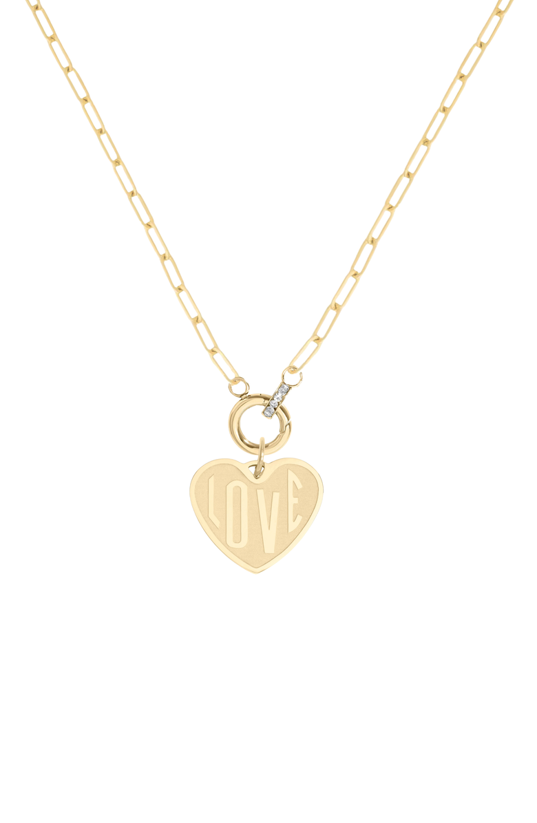 CUFFED BY NANO love heart charm 14k gold filled necklace, Main, color, Gold