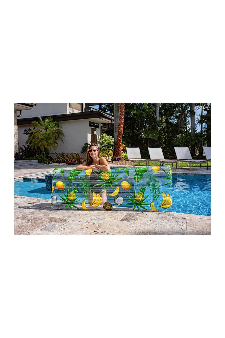 Resort Collection Tropical Deluxe 74" x 30" Pool Raft, Alternate, color, CLEAR AND TROPICAL PATTERN