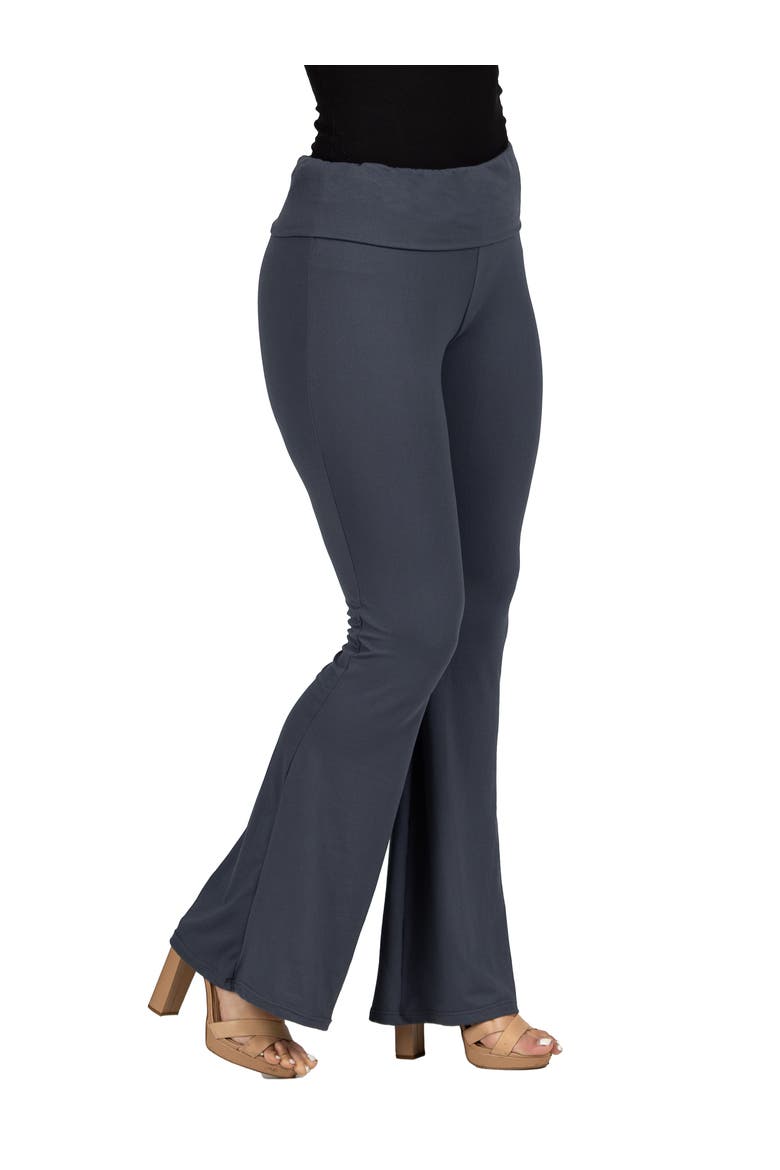 Black Bell Bottom Foldover Waist Sweatpants, Alternate, color, Charcoal