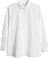 Eileen Fisher Classic Collar Easy Organic Cotton Button-Up Shirt