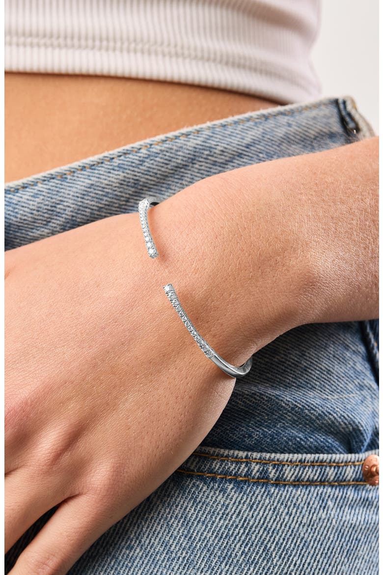 18K Gold Audrey Diamond Open Bangle Bracelet (Online Trunk Show), Alternate, color, 18K WHITE GOLD/ DIAMOND