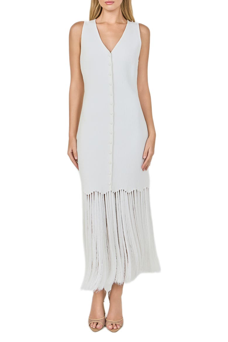 Fringe Knit Midi Dress, Main, color, IVORY