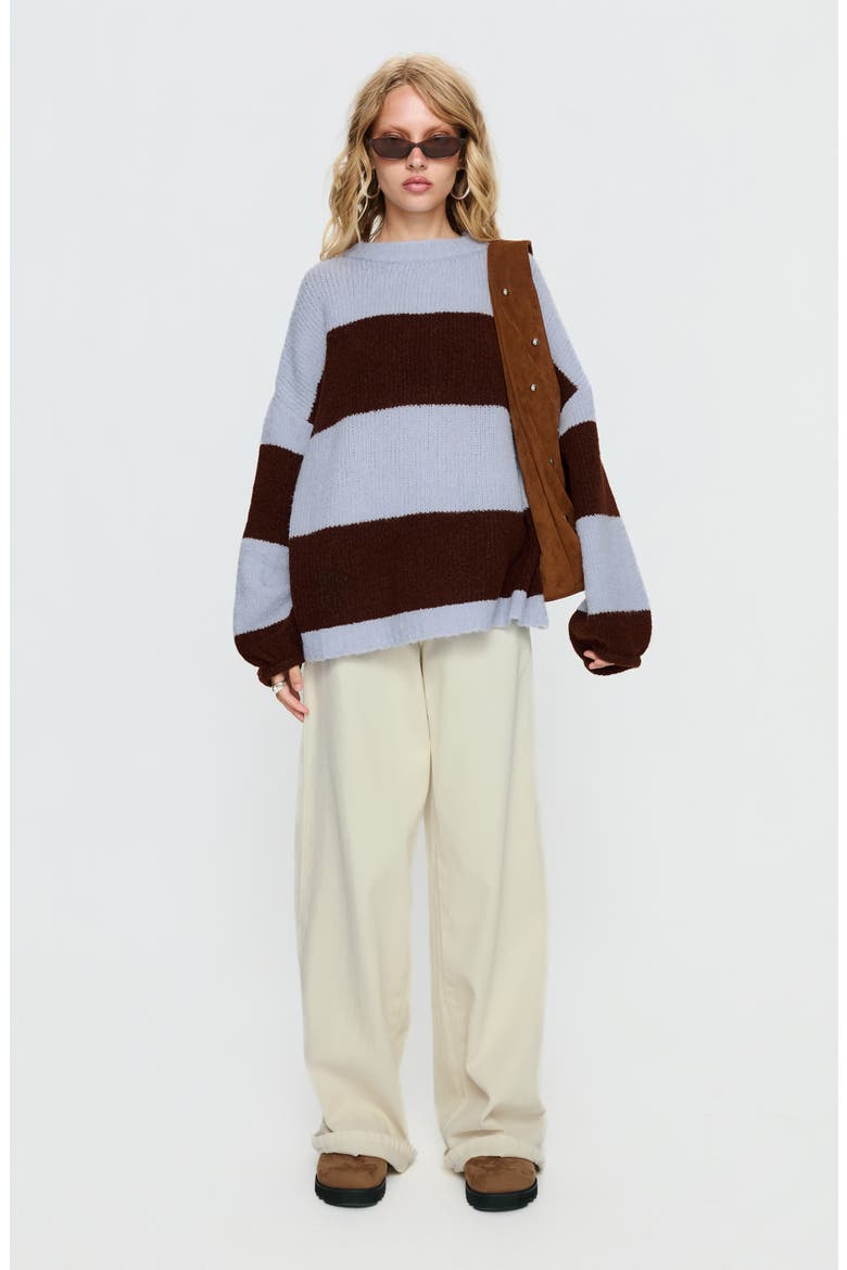 Bastien Striped Crewneck Sweater, Alternate, color, BLUE/ CHOCOLATESTRIPE