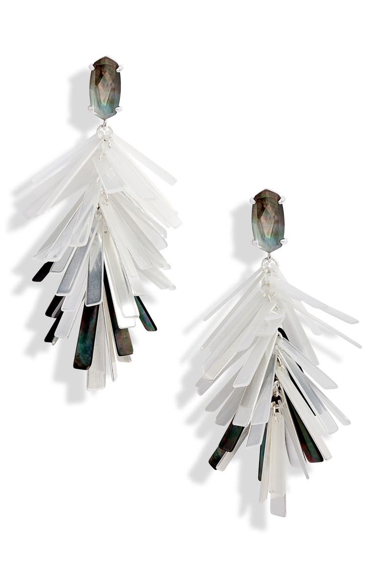 Jasper Fringe Drop Earrings, Main, color, BLACK MIX