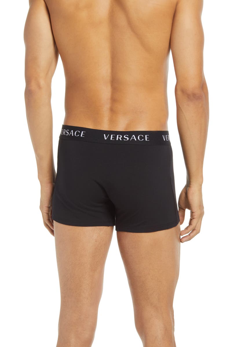 Versace 2-Pack Logo Trunks, Alternate, color, Nero-Nero