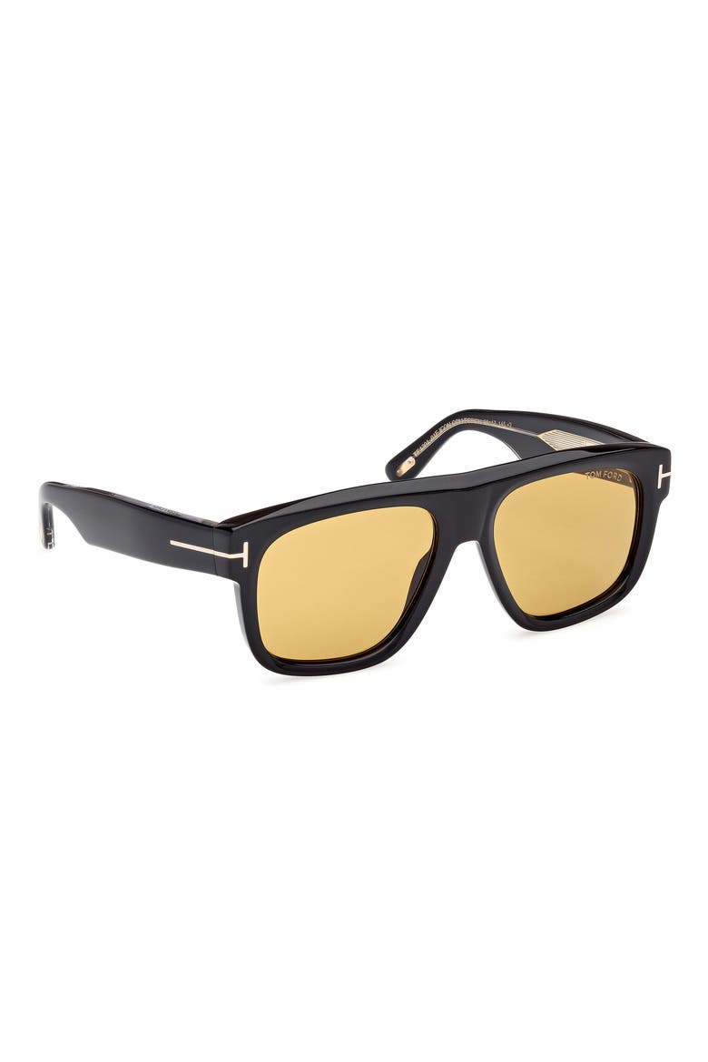 Icon 56mm Pilot Sunglasses, Alternate, color, SHINY BLACK / BROWN
