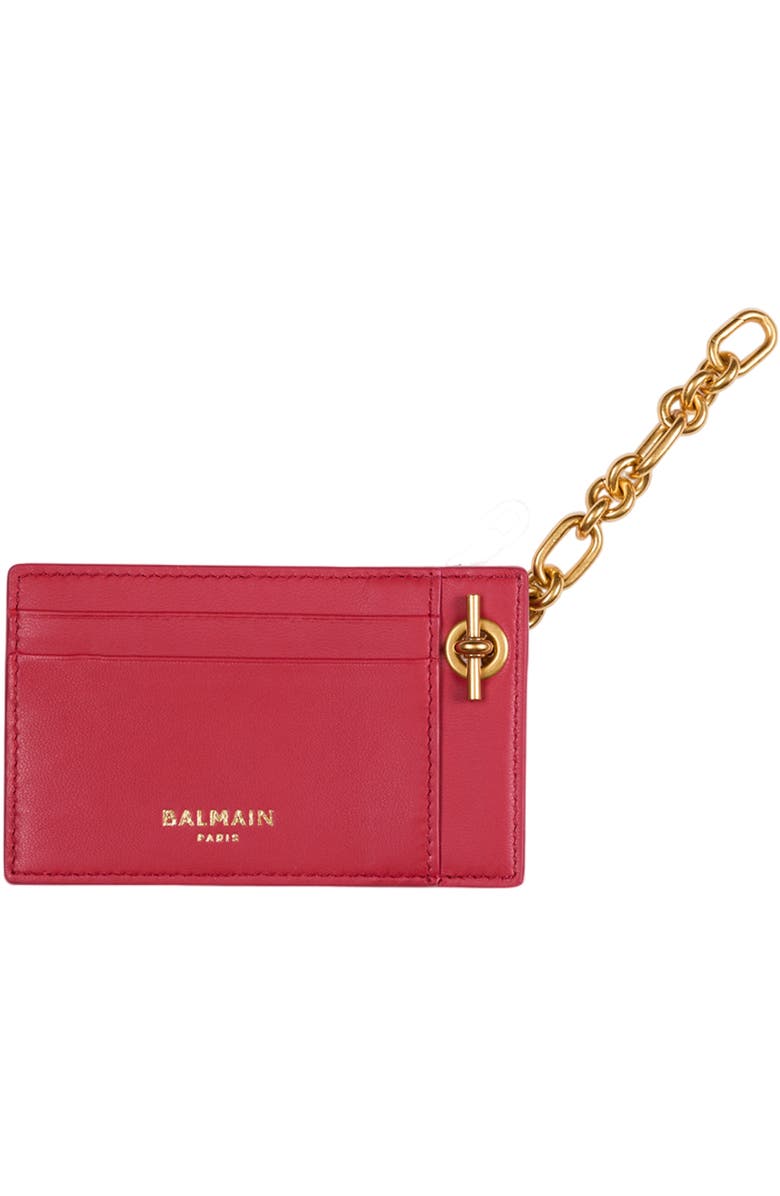 Balmain Smooth Leather Pulse card holder, Alternate, color, Red